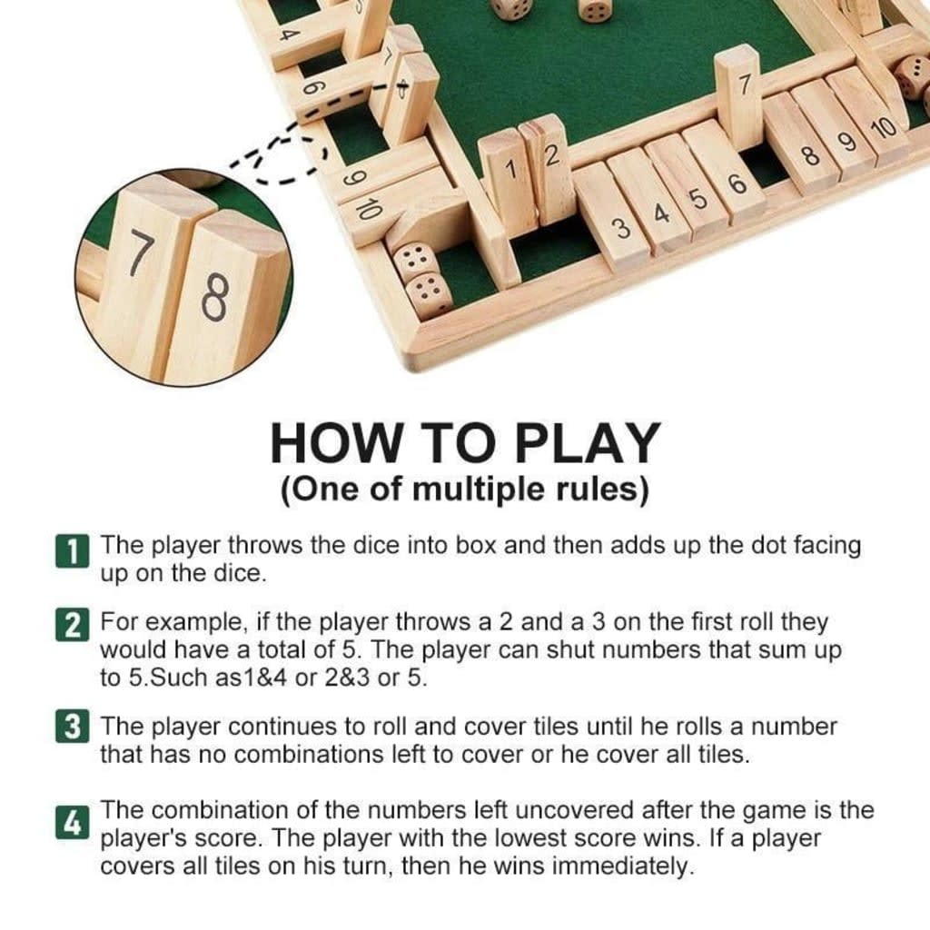 Shut The Box Wooden Board Game